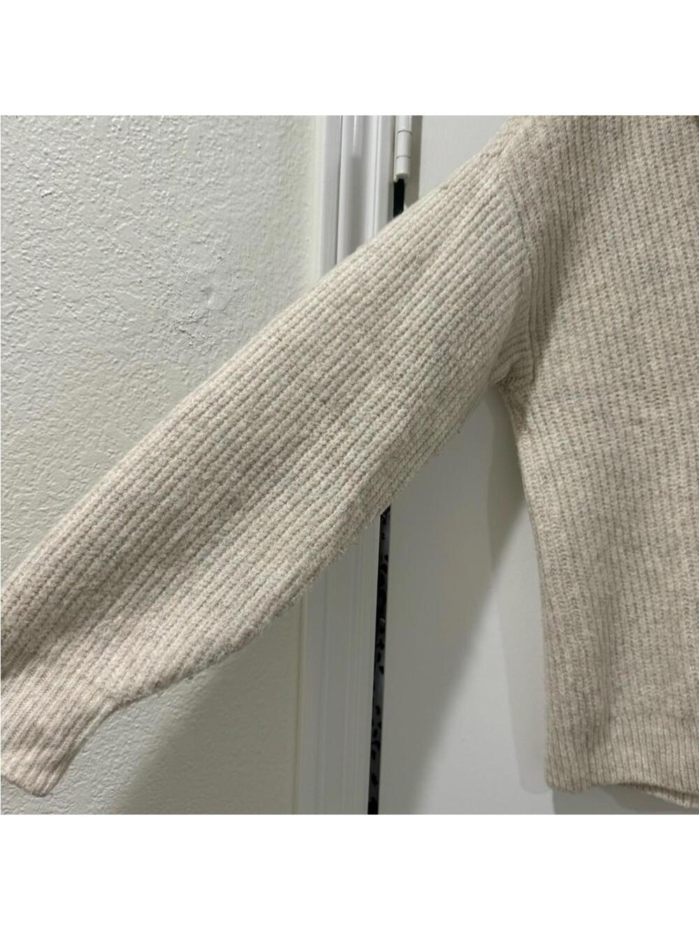 Vince Camuto Cream Knit Collar Quarter Half Zip Pullover Sweater- Size Medium - Picture 4 of 6